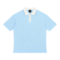 Light Blue with White Unisex Color Block Quarter-Zip Polo Shirt front product view