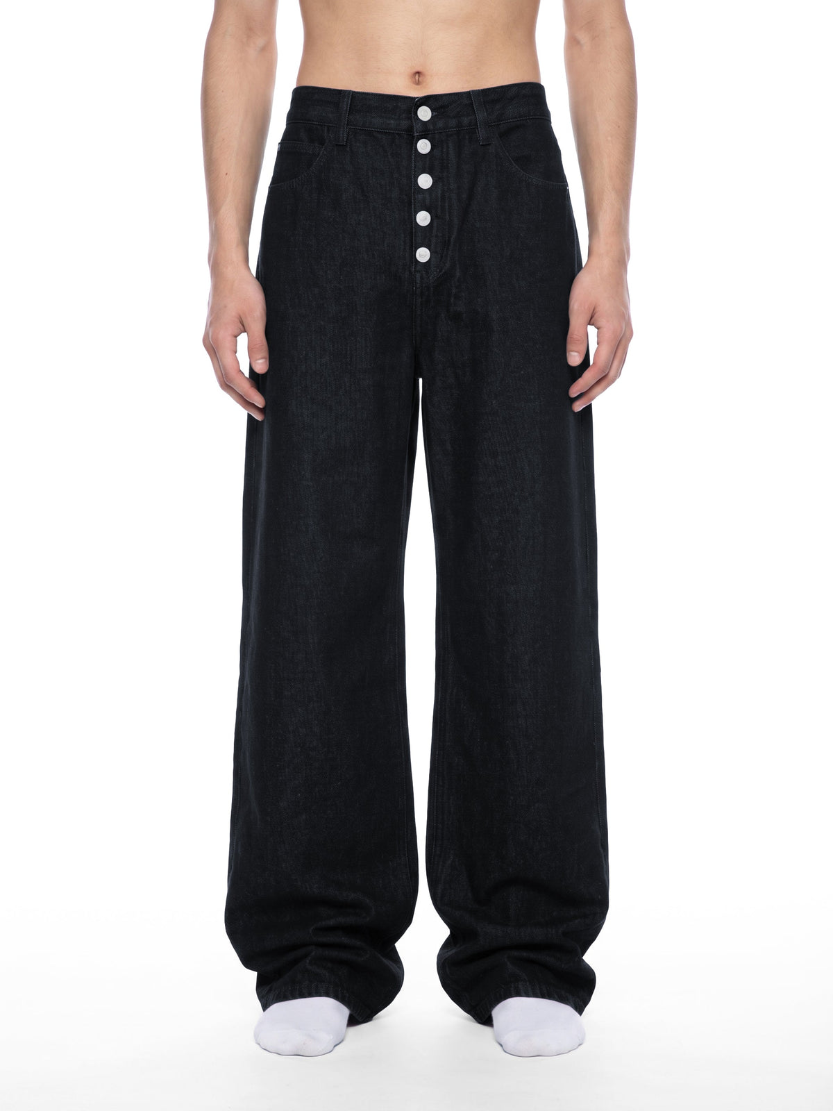 Men's Vintage Wash Wide Leg Denim Jeans