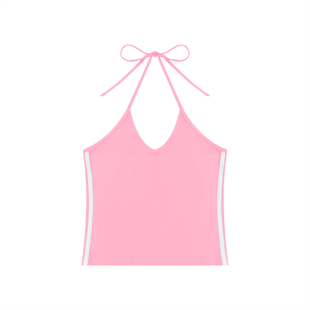 Women's Color Block Halter Crop Tank Top