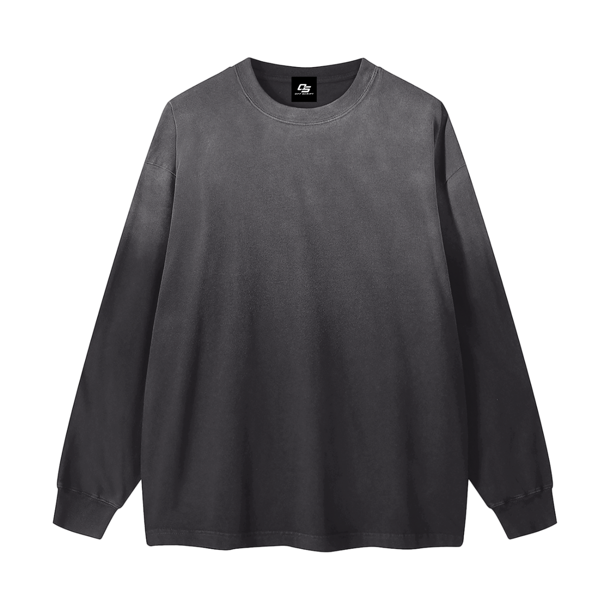 Black Gradient Washed Long Sleeve T-Shirt front view