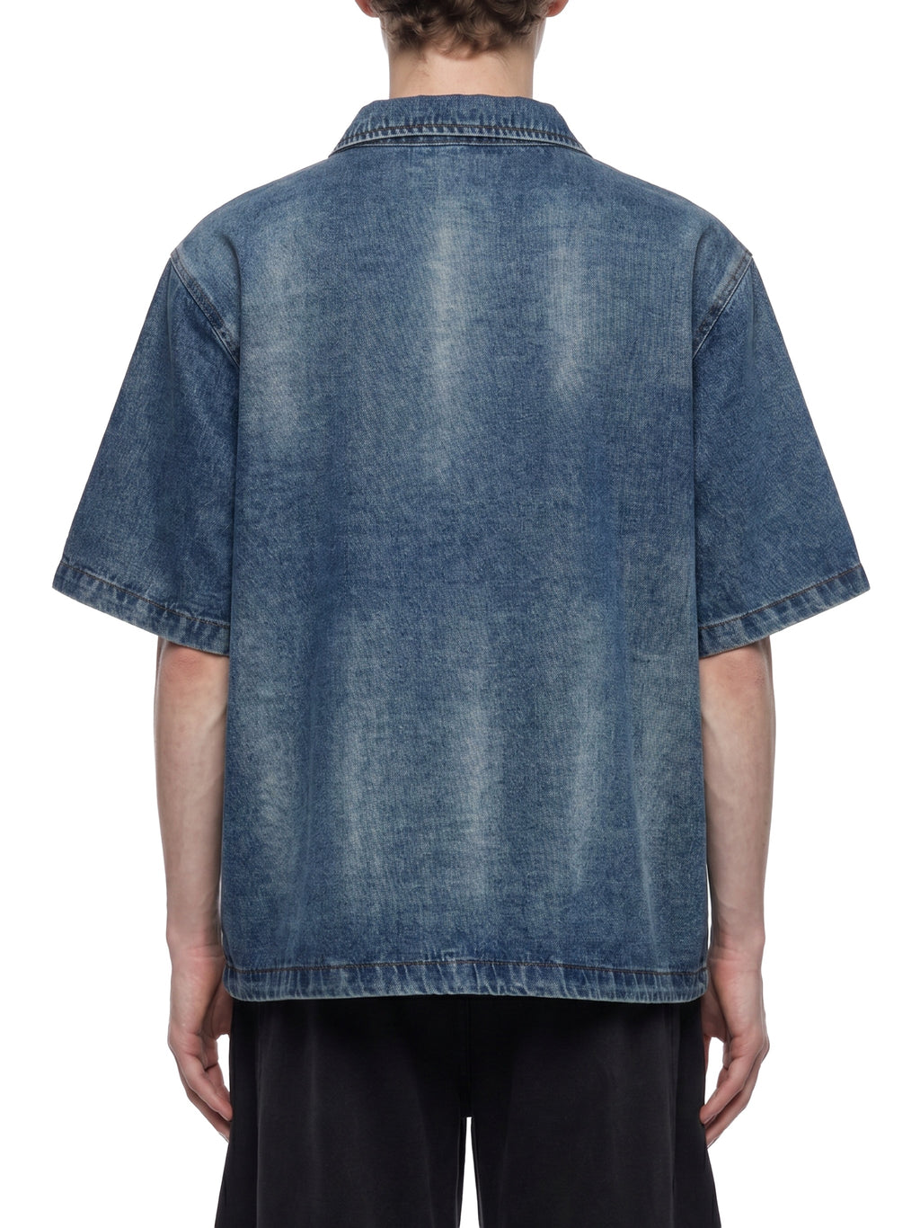 Unisex Vintage Washed Full-Zip Denim Shirt