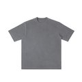 Grey Unisex Vintage-Wash Drop-Shoulder T-Shirt front view
