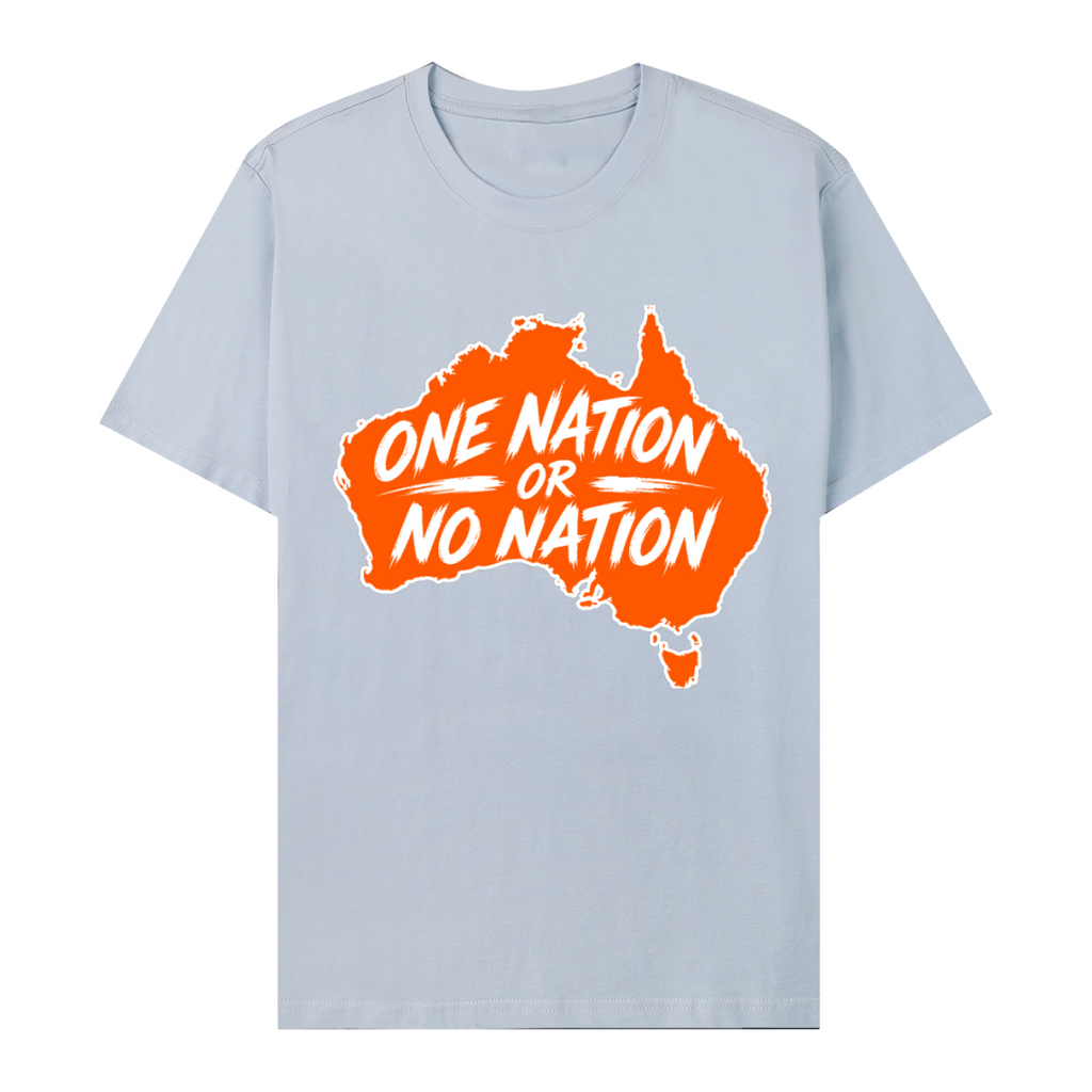 One Nation Essential Cotton T-Shirt - Sky Blue front 3D mockup