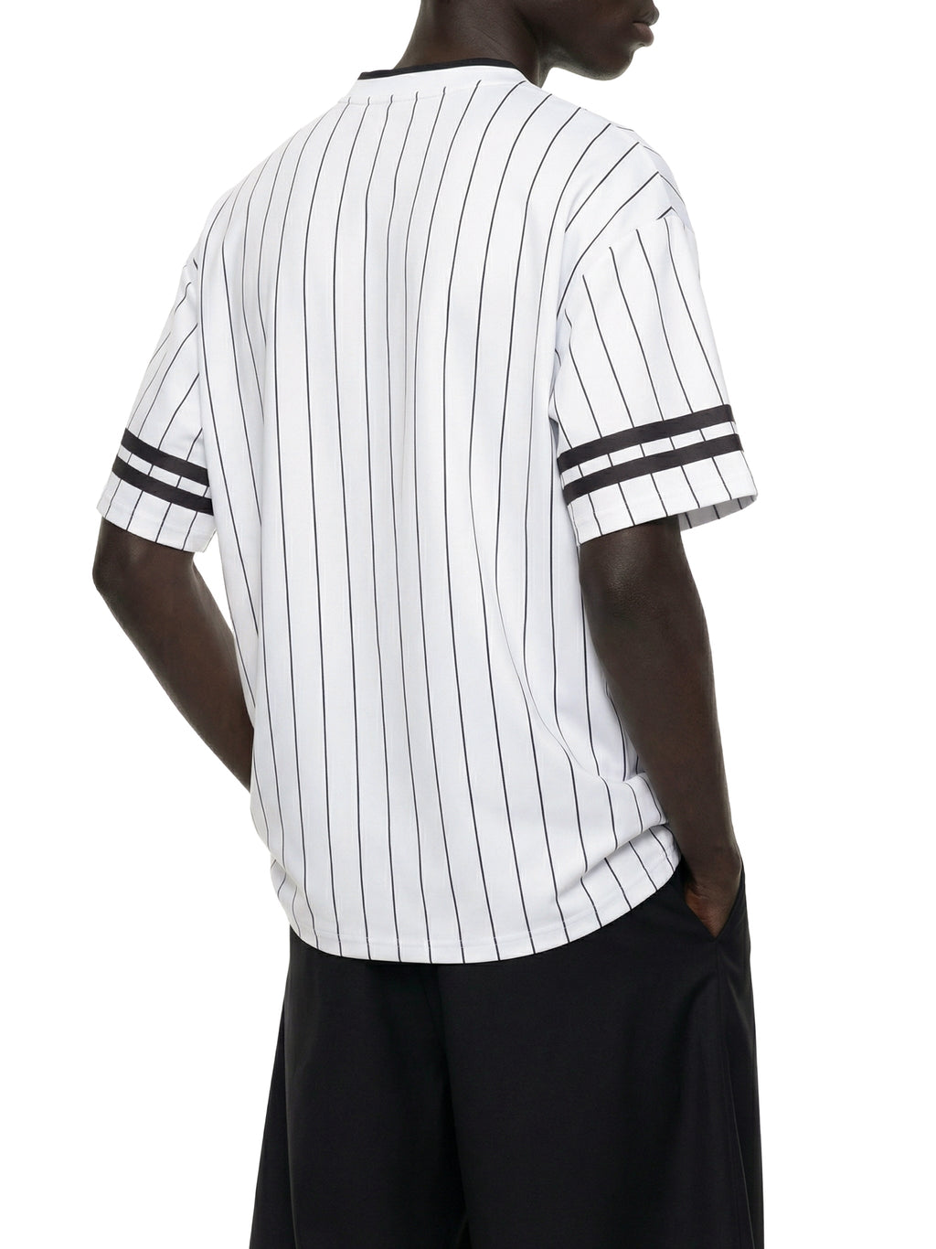 Unisex Striped Loose V-Neck T-Shirt