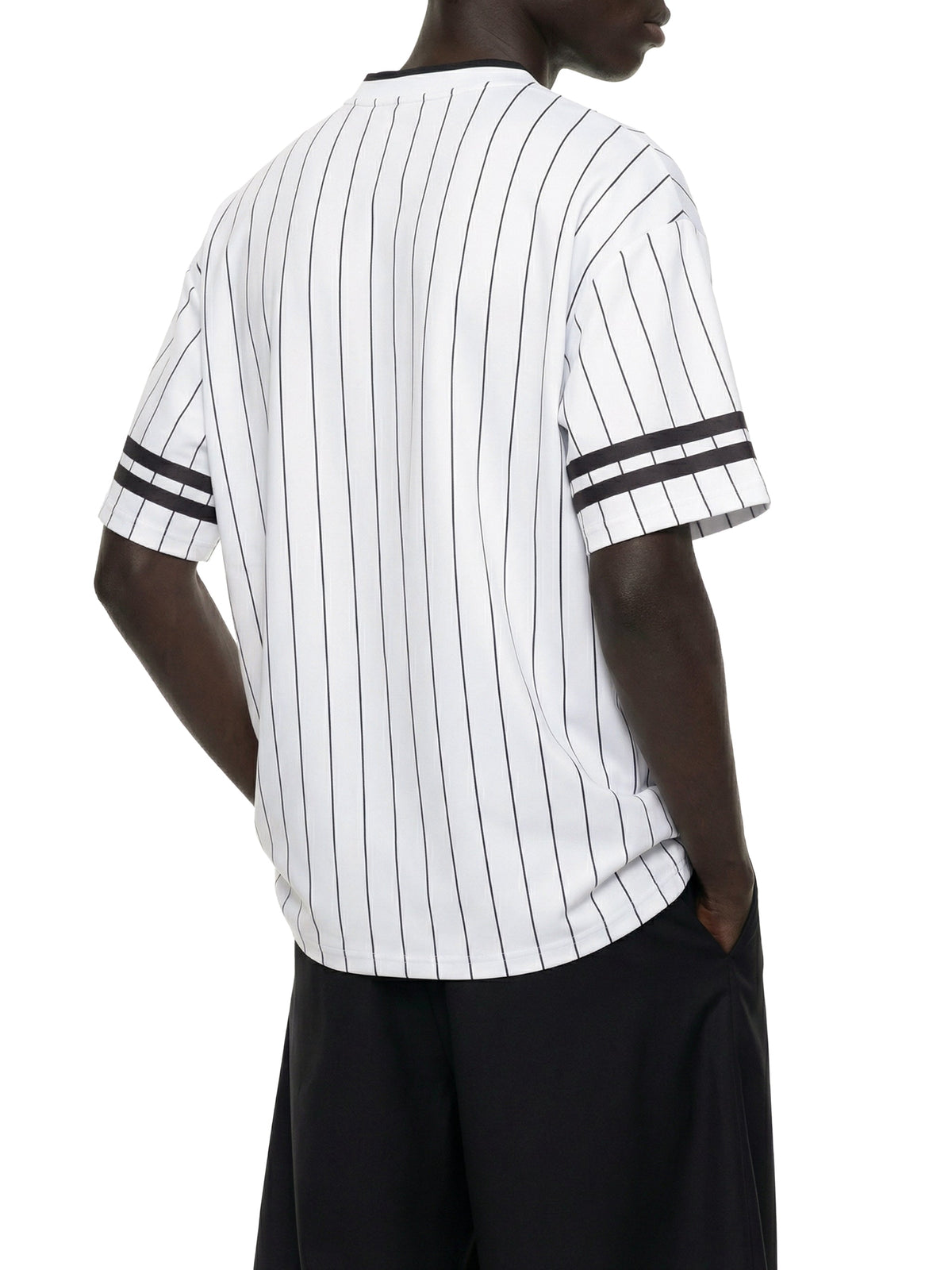 Unisex Striped Loose V-Neck T-Shirt