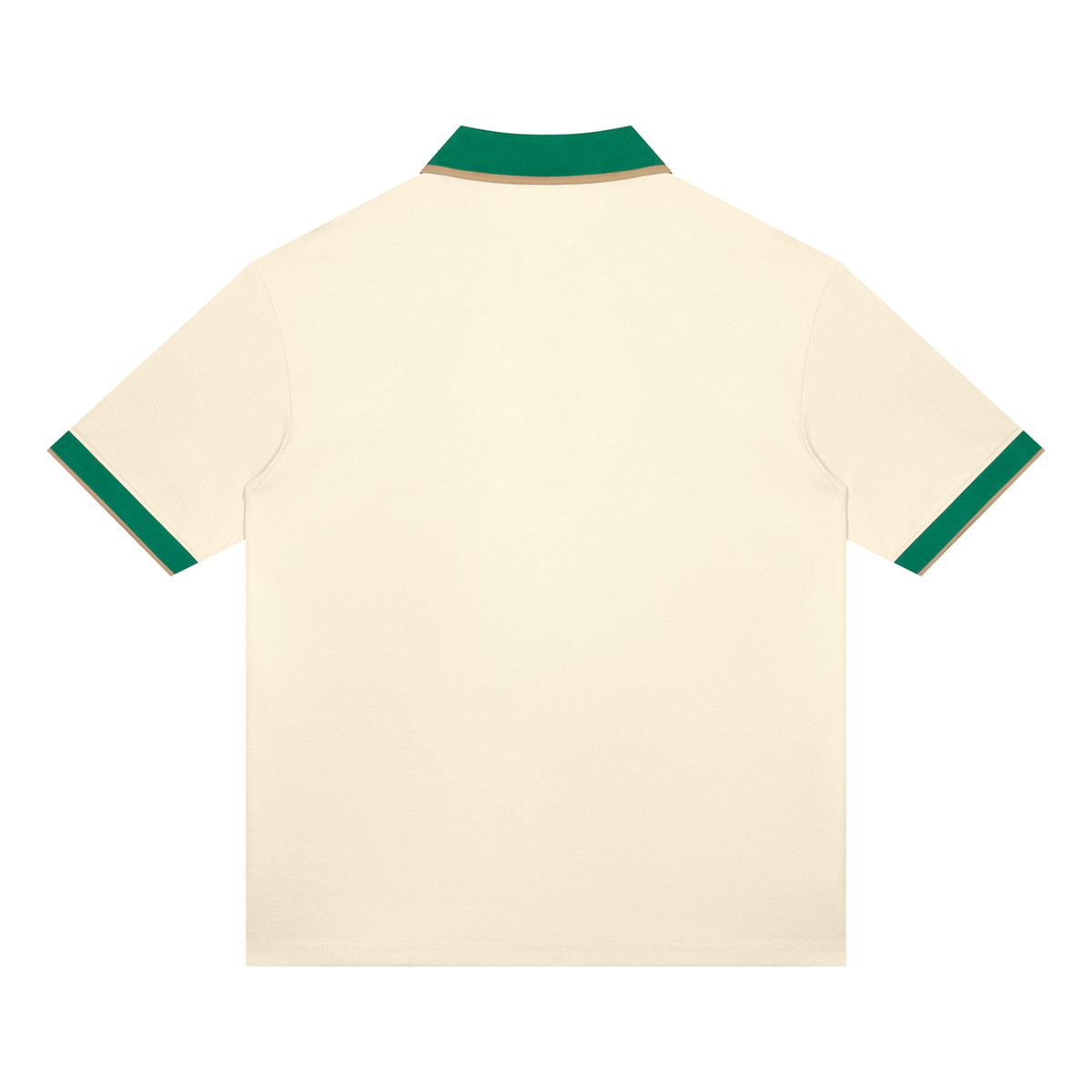 Apricot with Green Unisex Color Block Polo Shirt back product view
