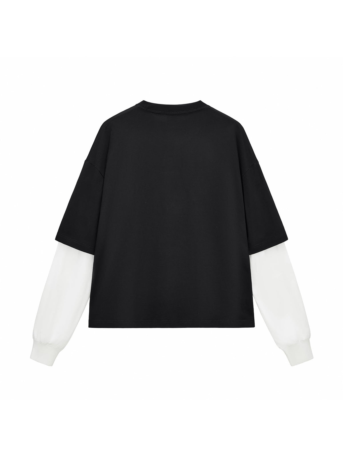 Unisex Layered Contrast-Sleeve Long-Sleeve T-Shirt gallery view