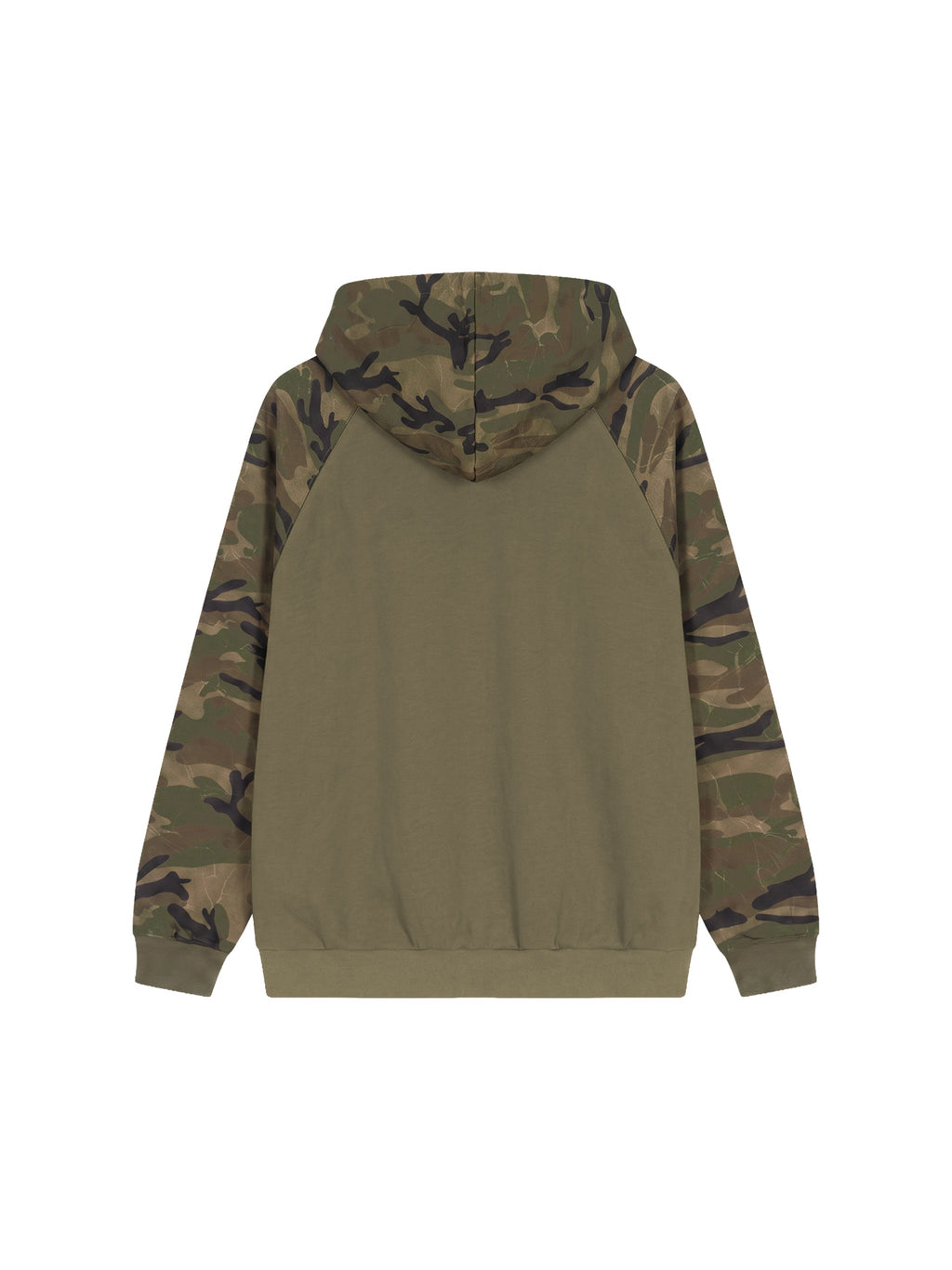 Unisex Camo-Splice Raglan Zip Hoodie