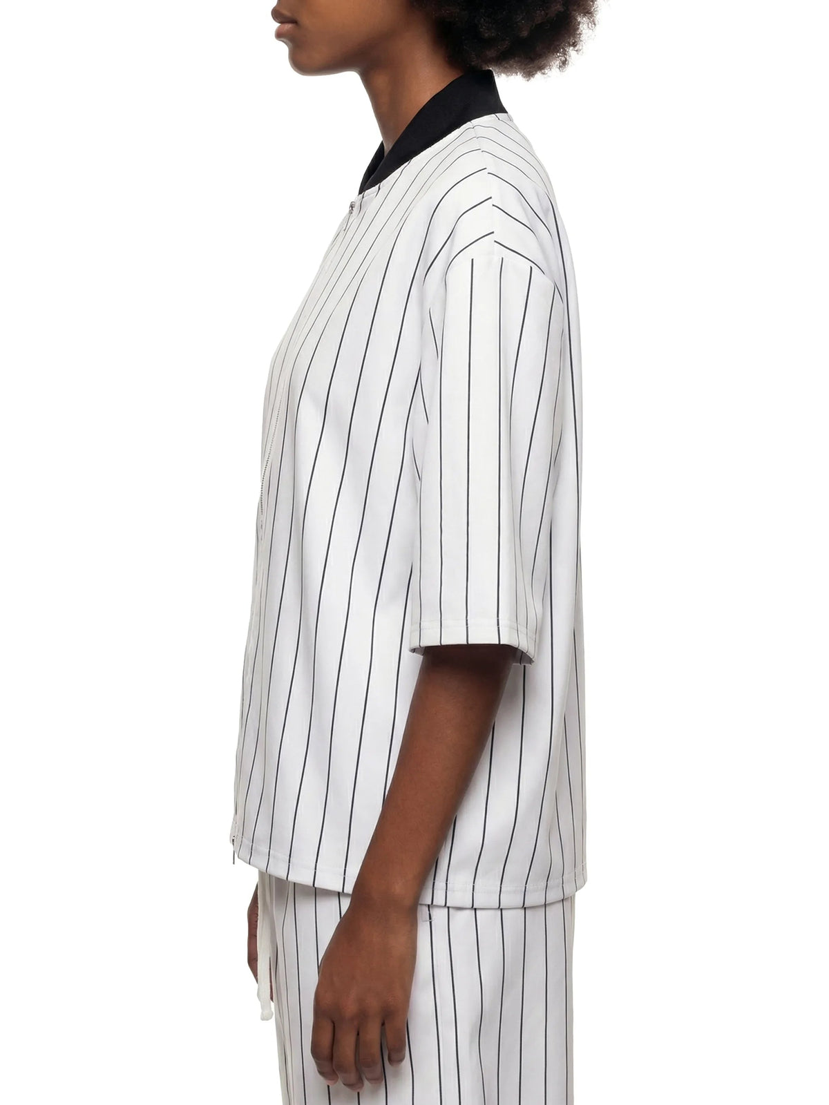 Unisex Striped Full-Zip Baseball Jersey