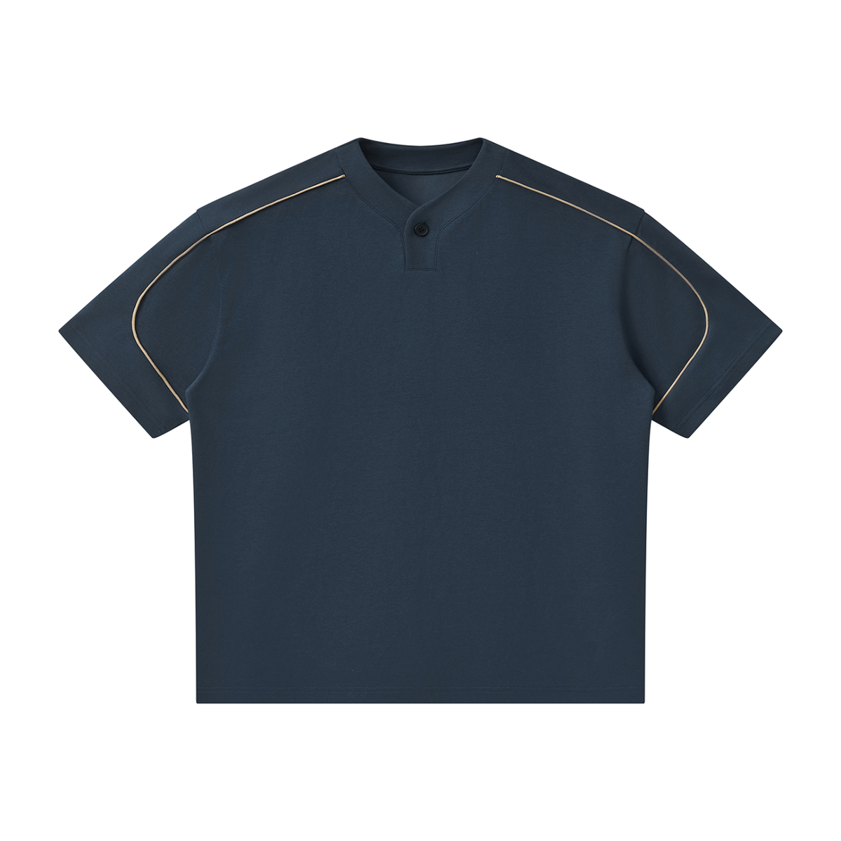 Unisex Oversized Piping Henley T-Shirt
