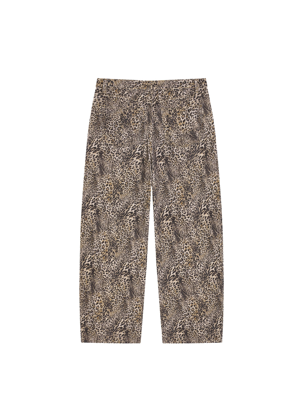 Unisex Vintage Wash Leopard Wide Leg Jeans