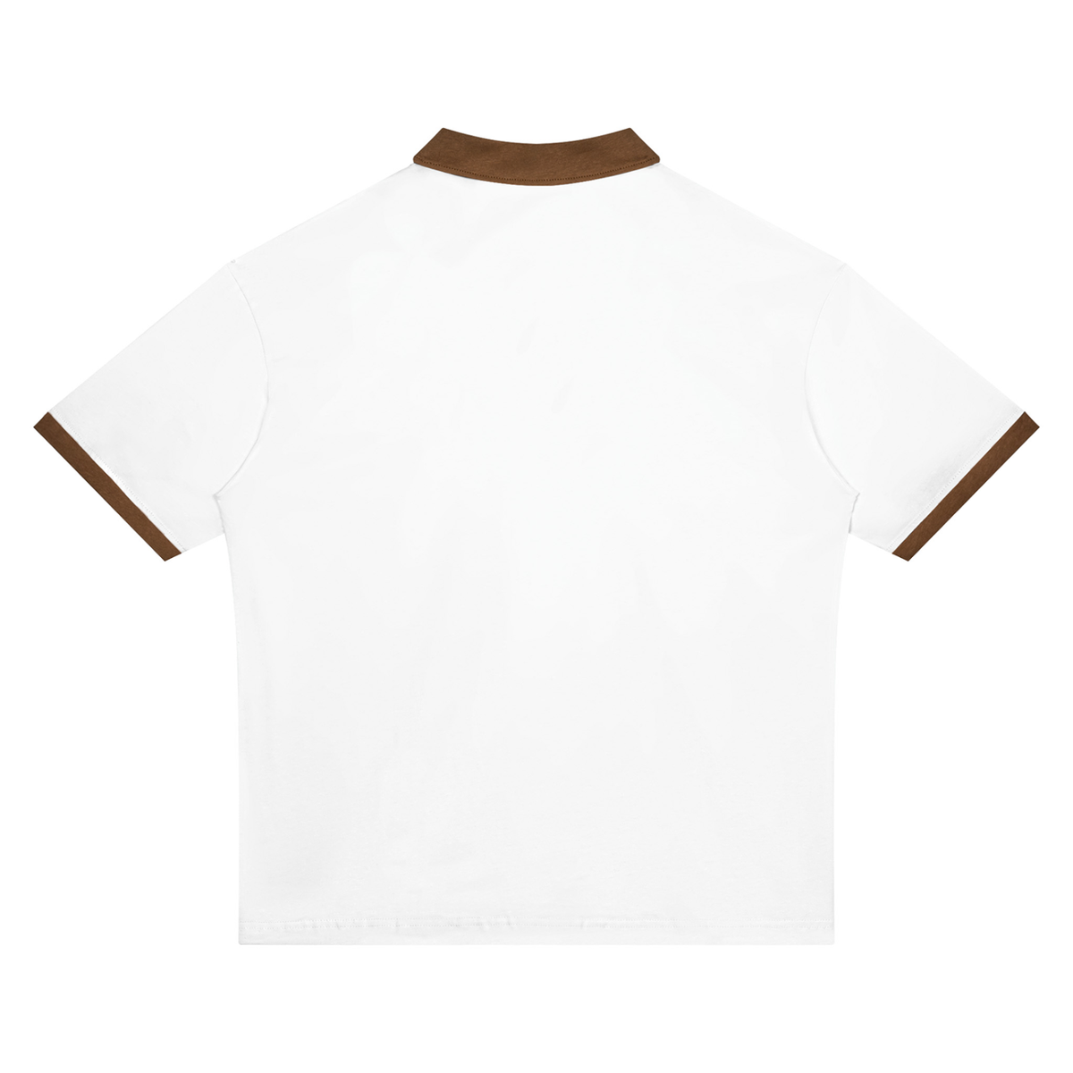 White with Brown Unisex Color Block Polo Shirt back product view