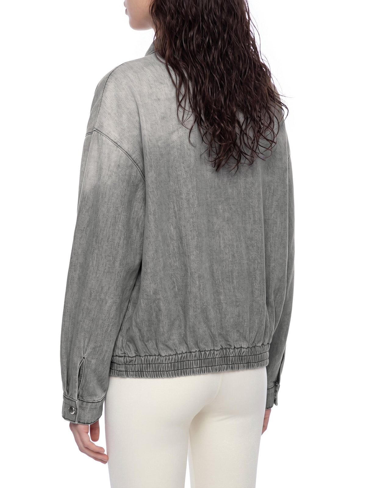 Unisex Vintage Wash Full-Zip Denim Jacket