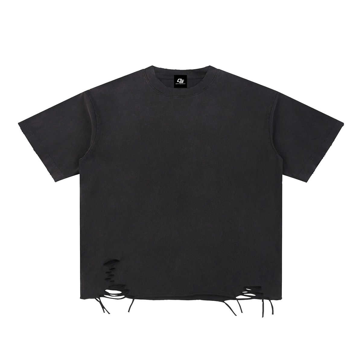 Off Script Gothic Skull Snow Washed Raw-Hem T-Shirt