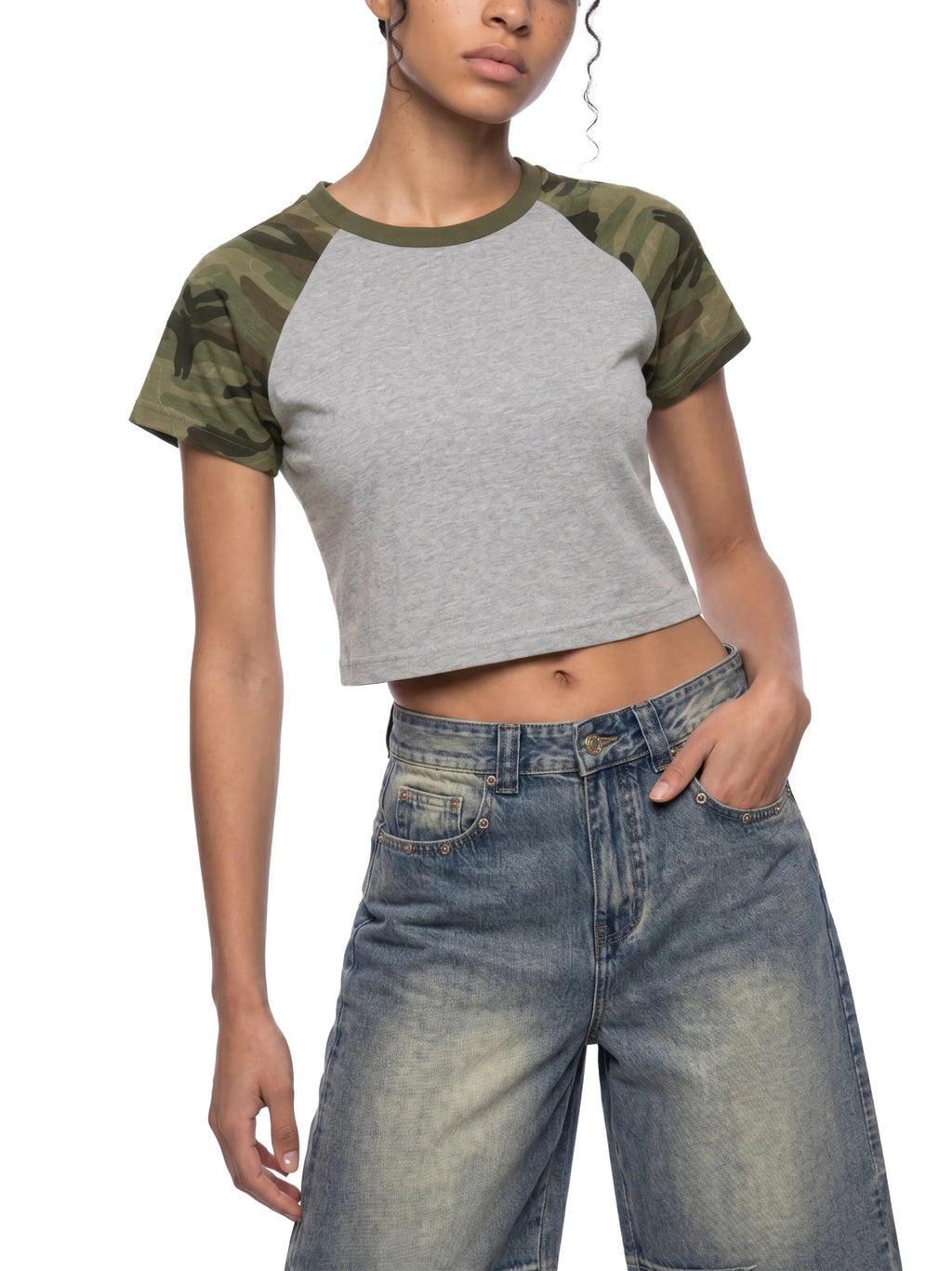 Women’s Camo Raglan Crop T-Shirt