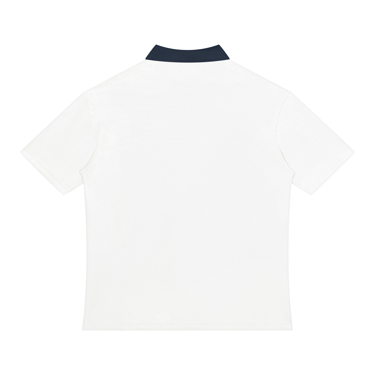White with Navy Blue Unisex Color Block Quarter-Zip Polo Shirt back product view