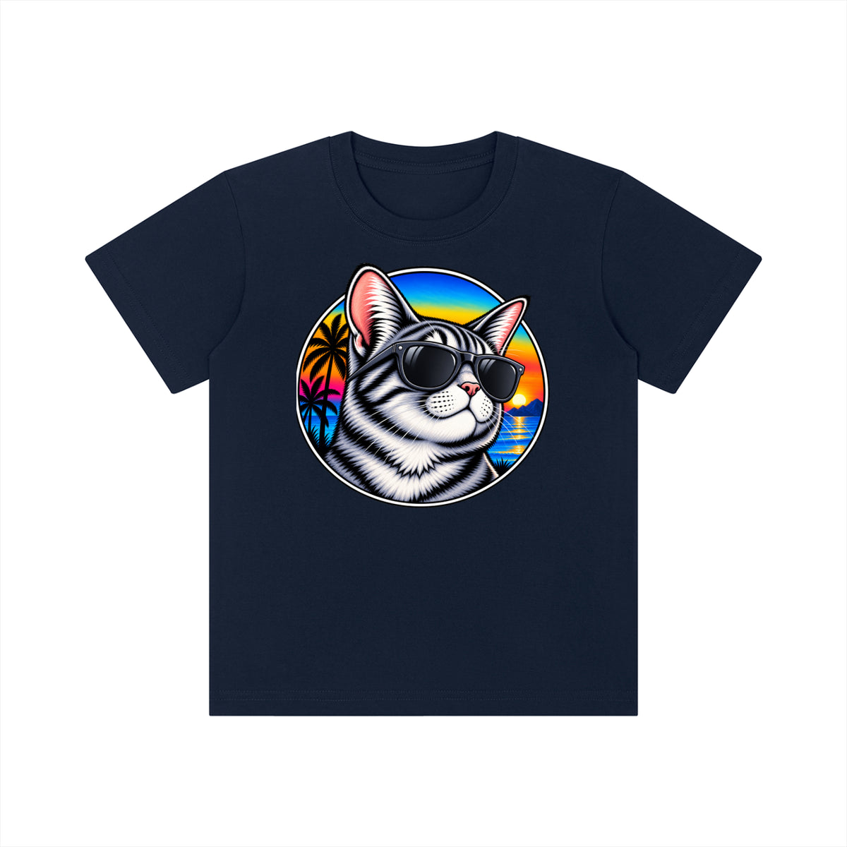 Cat Sunset Kids' Crewneck Short-Sleeve T-Shirt