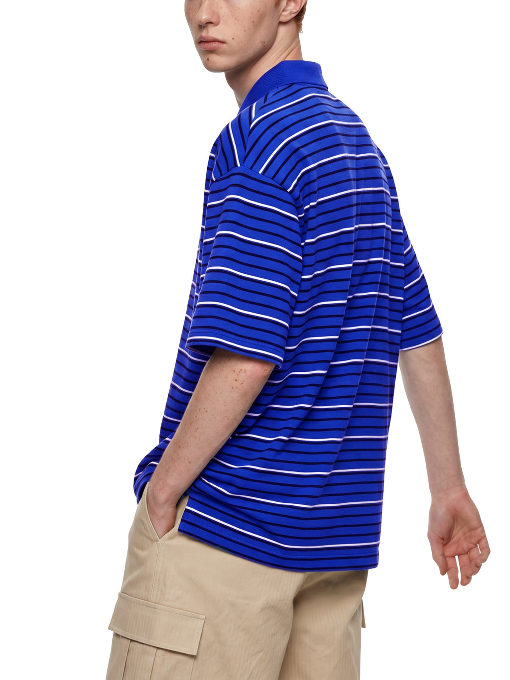Unisex Striped Boxy Collared Polo Shirt