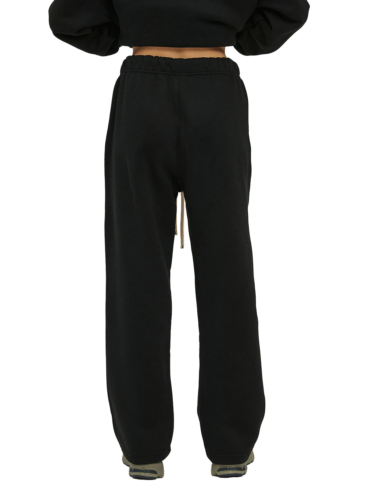 Unisex Solid Colour Fleece Straight-Leg Pants
