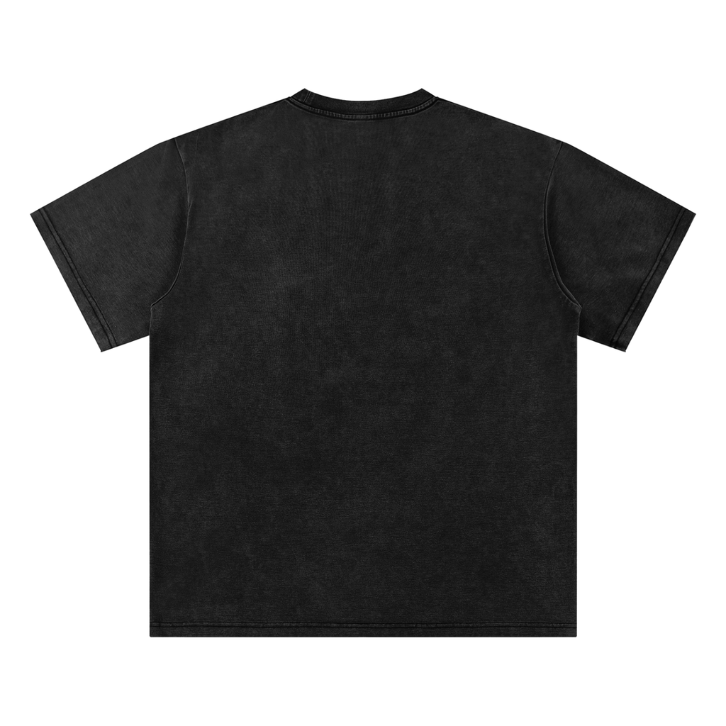 Black Unisex bamboo slub snow-washed T-shirt back view