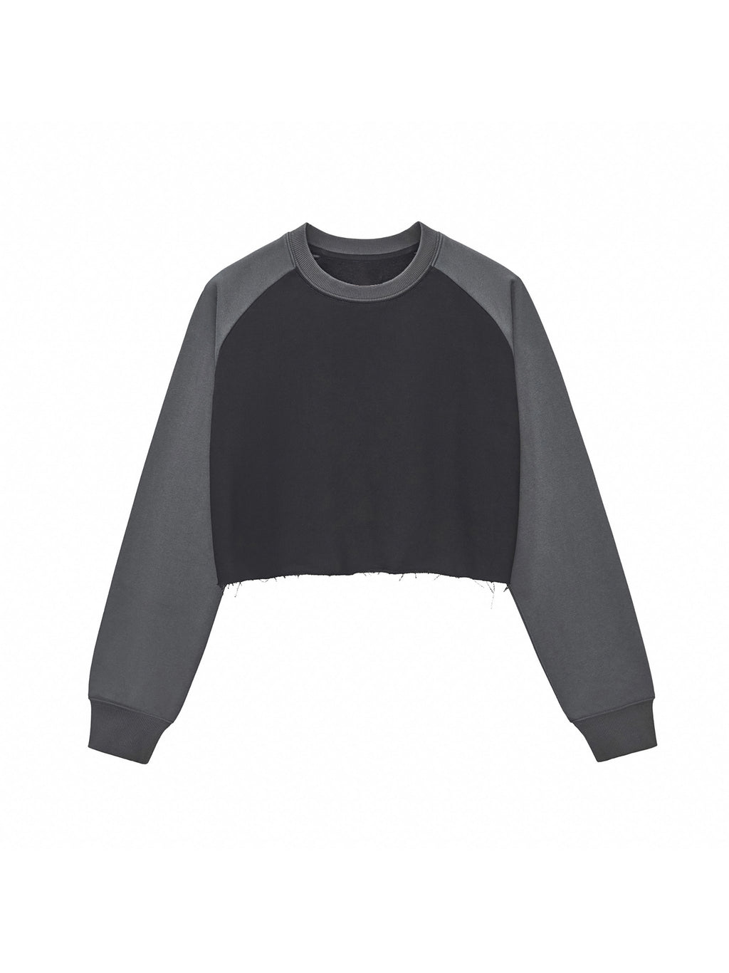 Raw-Hem Colour-Block Raglan Crop Sweatshirt
