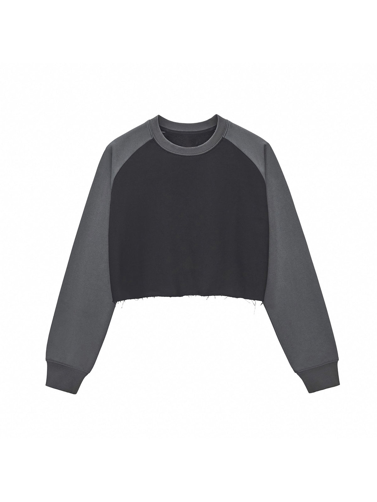 Raw-Hem Colour-Block Raglan Crop Sweatshirt