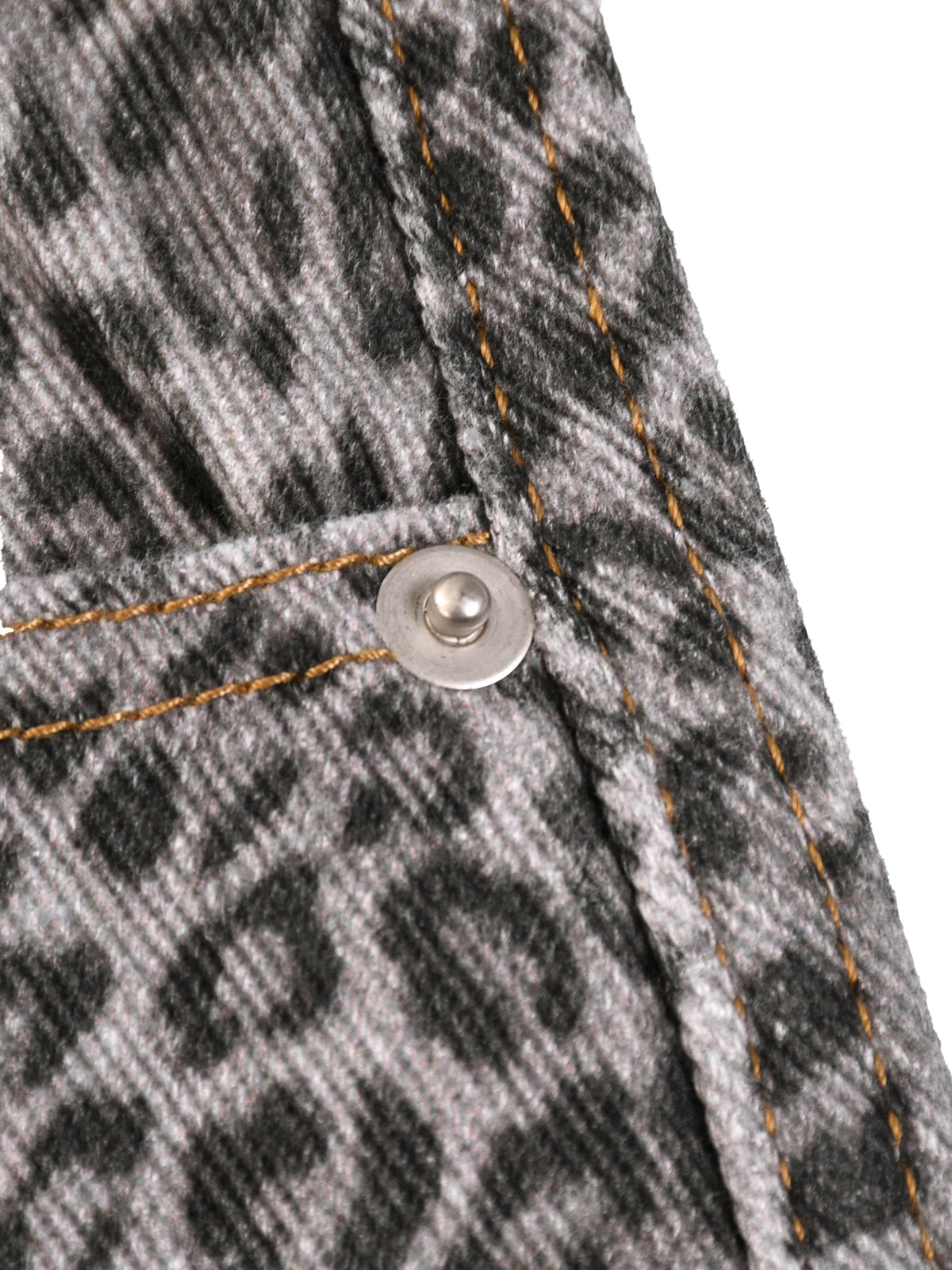 Unisex Vintage Wash Leopard Wide Leg Jeans