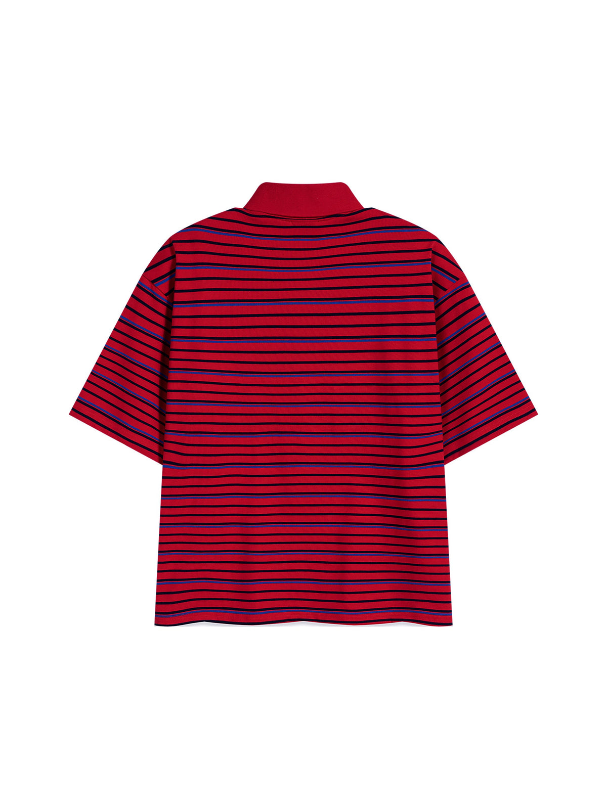 Unisex Striped Boxy Collared Polo Shirt