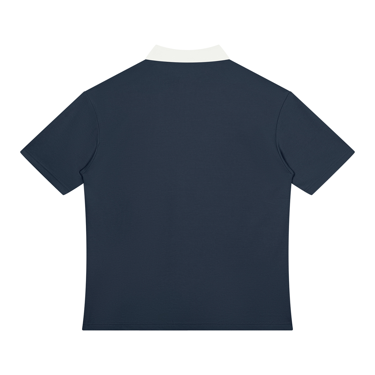 Navy Blue with White Unisex Color Block Quarter-Zip Polo Shirt back product view