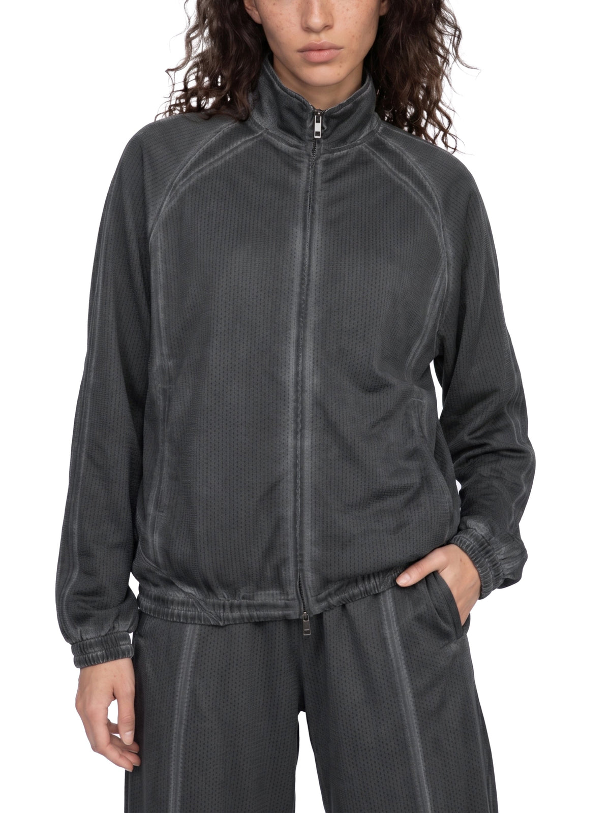 Unisex Vintage Wash Full Zip Mesh Jacket