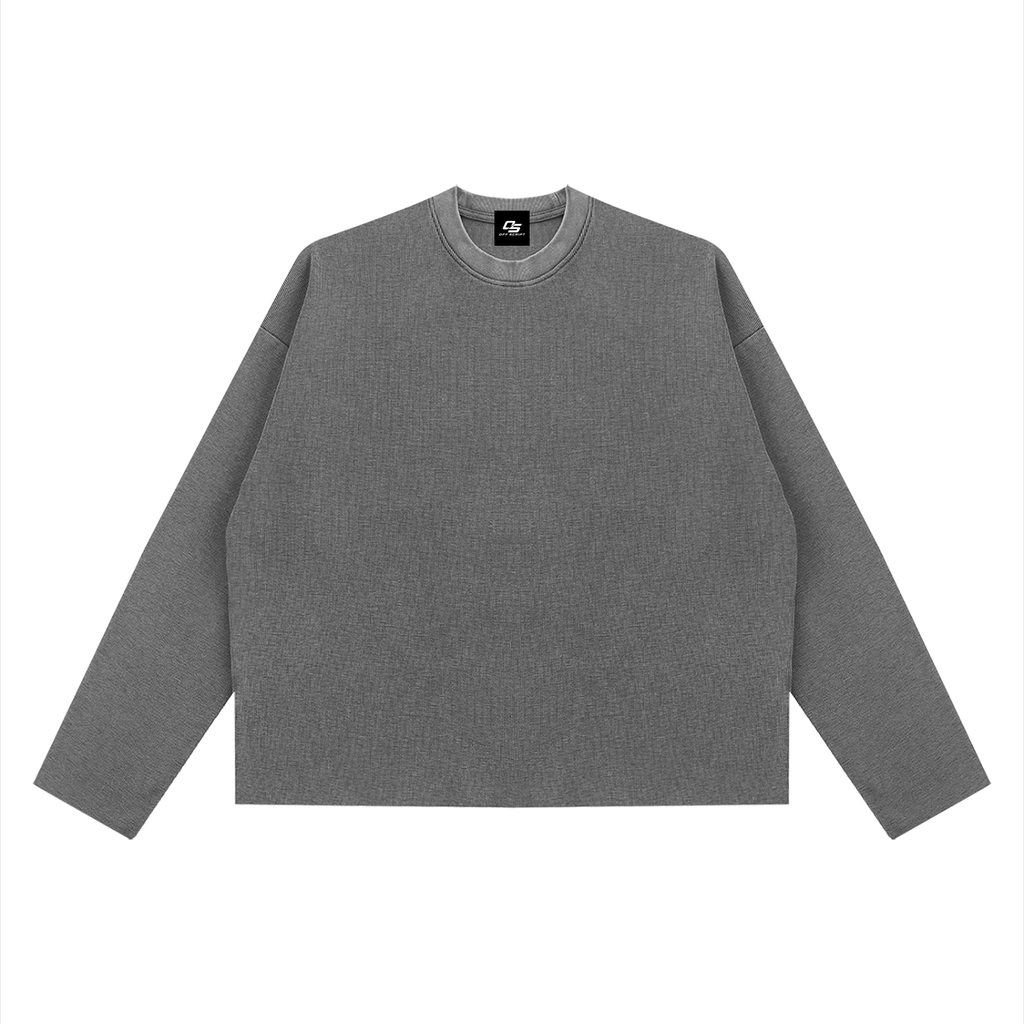 Unisex Vintage Wash Boxy Waffle Raw Edge T-Shirt