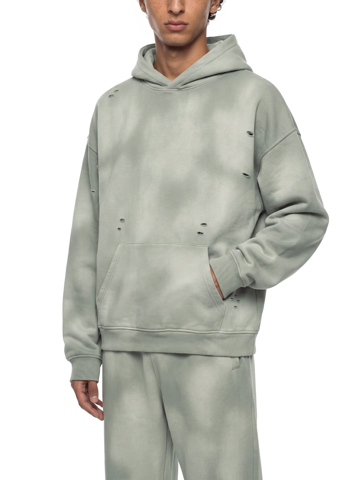 Unisex Sunfade Frayed Fleece Hoodie