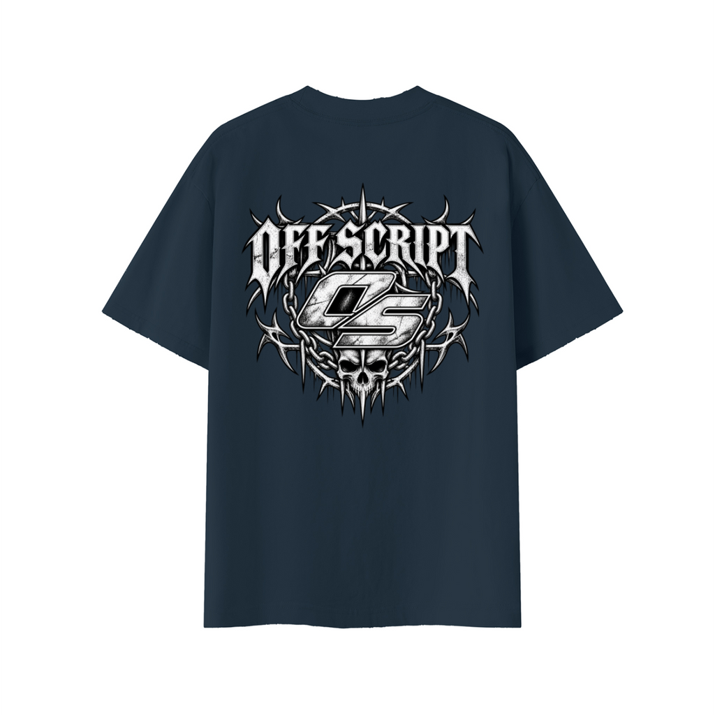 Off Script Gothic Skull Vintage Wash Distressed T-Shirt