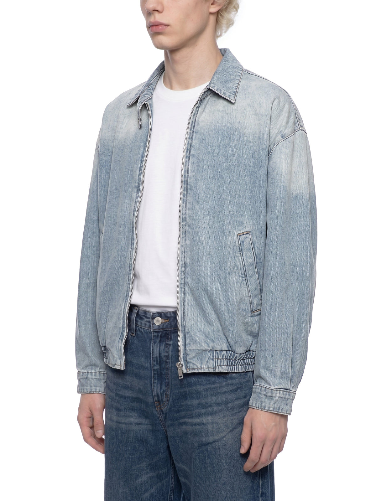 Unisex Vintage Wash Full-Zip Denim Jacket