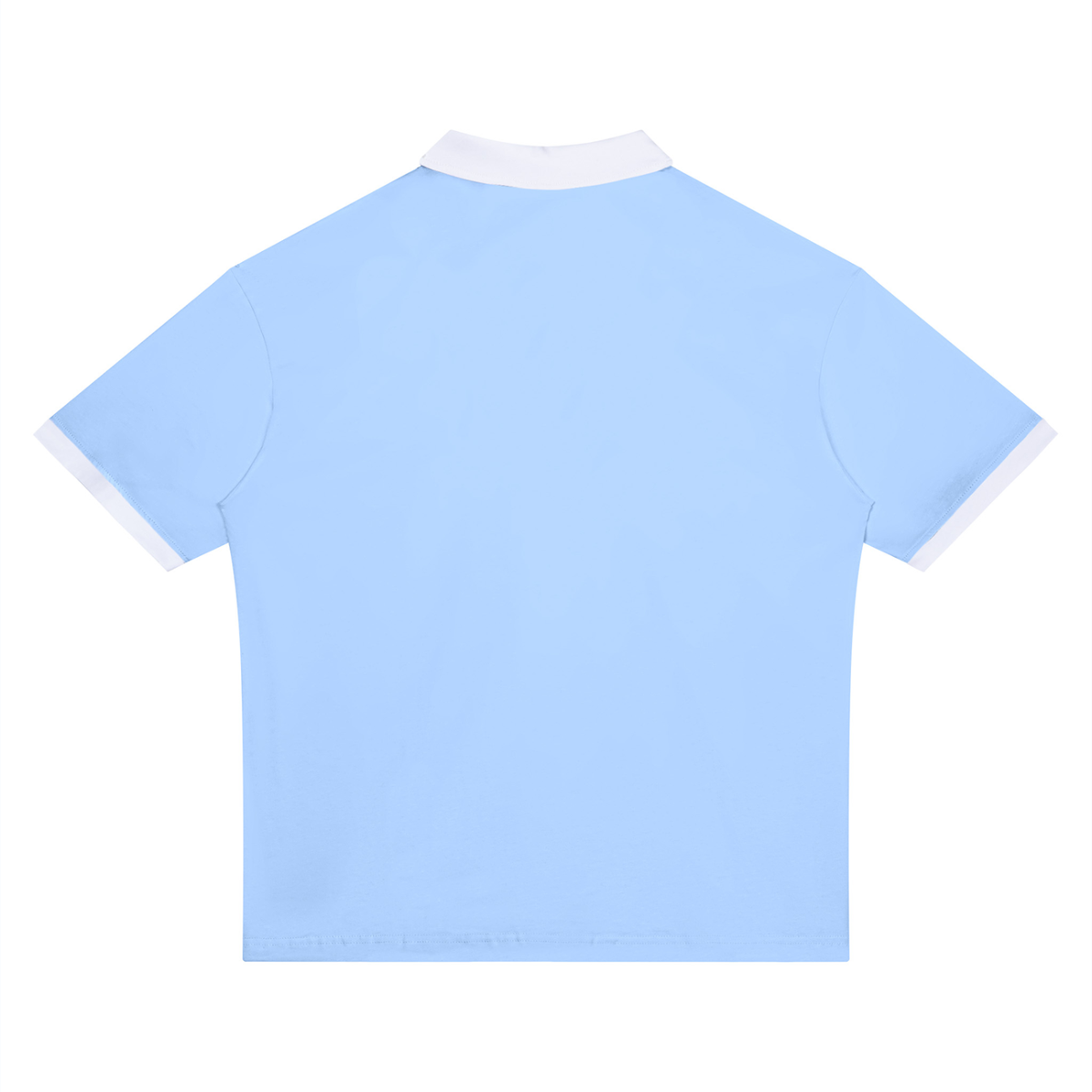 Light Blue with White Unisex Color Block Polo Shirt back product view
