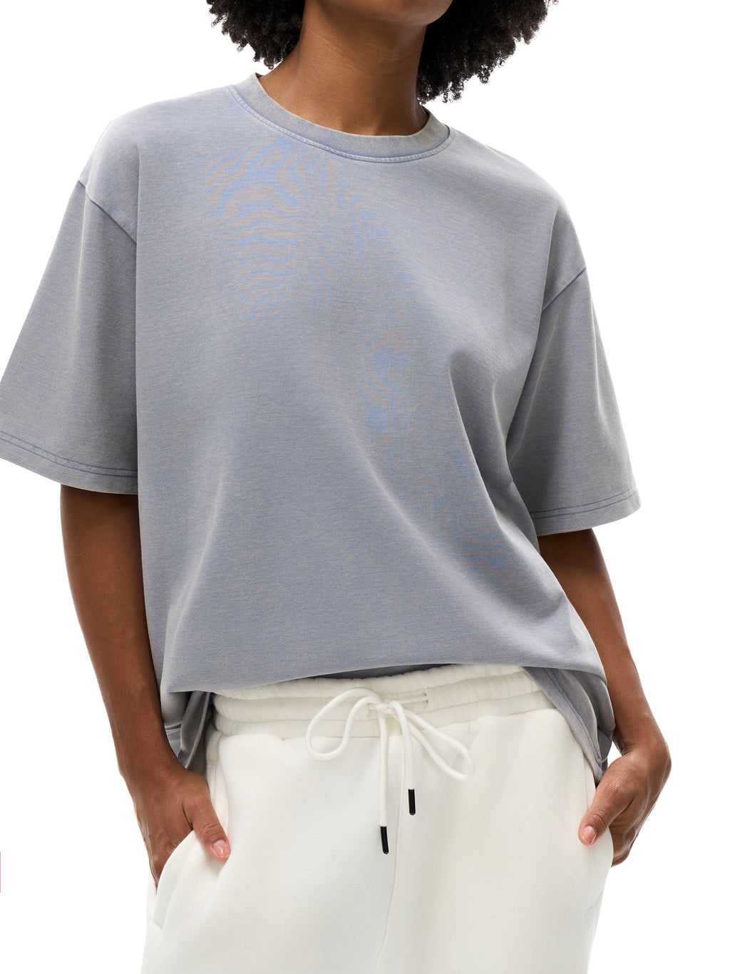 Unisex bamboo slub snow-washed T-shirt lifestyle view