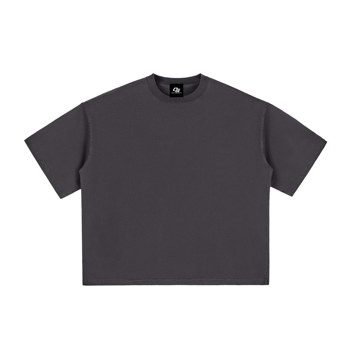 Black Unisex vintage-washed boxy T-shirt front view