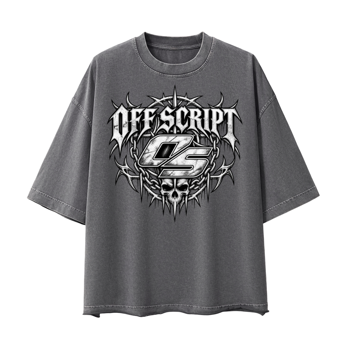 Off Script Gothic Skull Vintage Wash Boxy T-Shirt