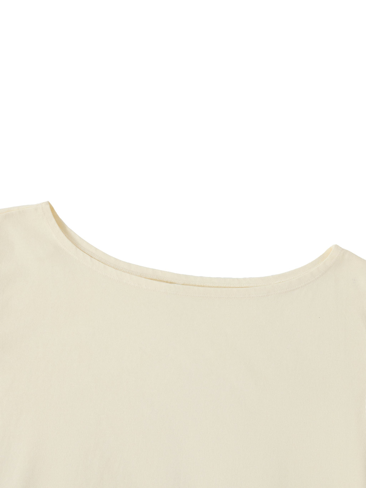 Off-Shoulder Rolled Hem Cotton T-Shirt