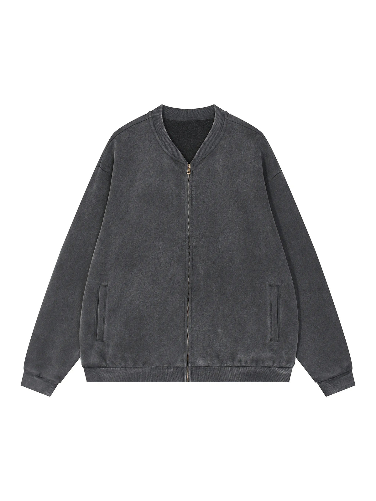 Vintage Washed Fleece Baseball Jacket