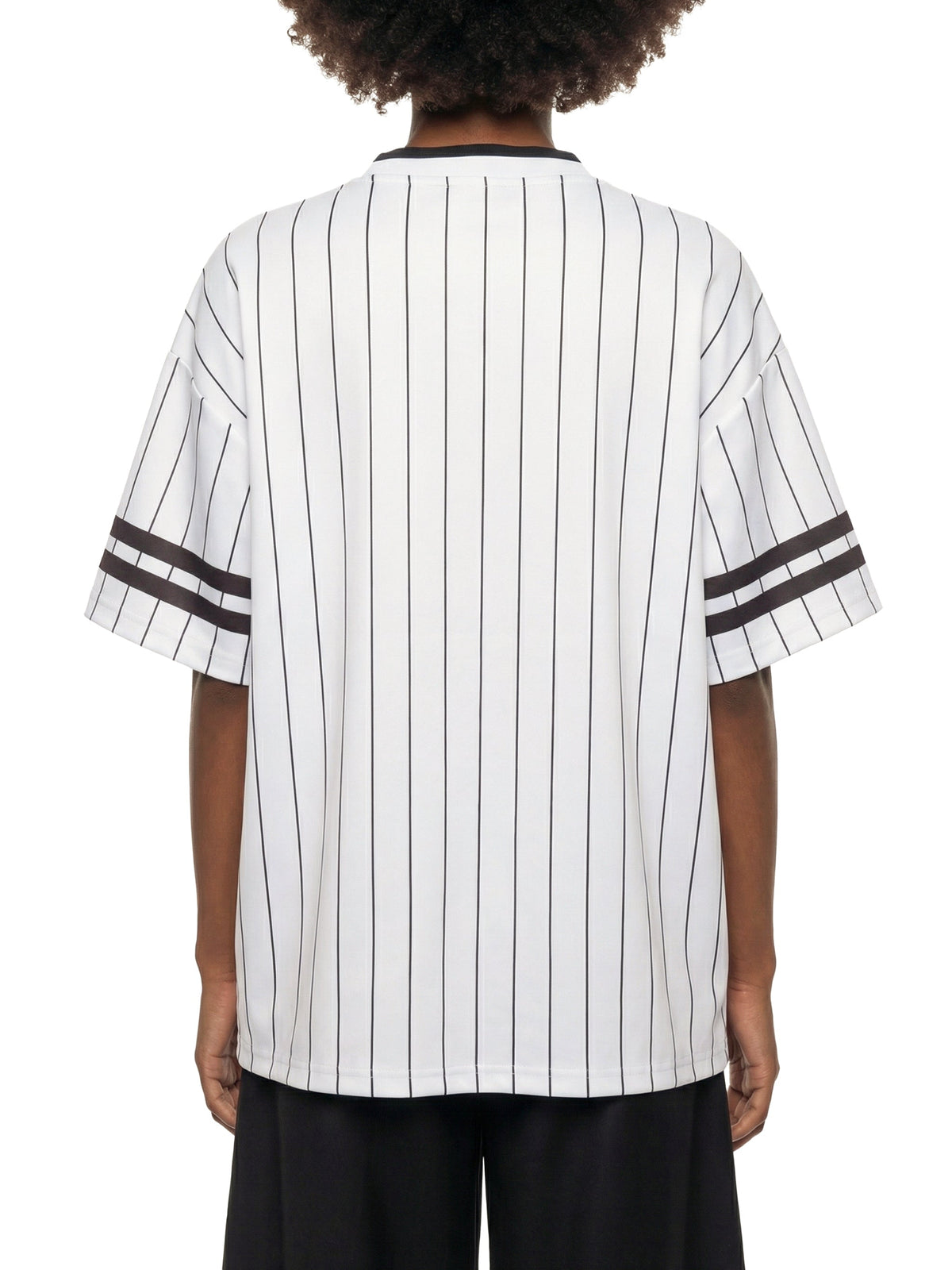 Unisex Striped Loose V-Neck T-Shirt