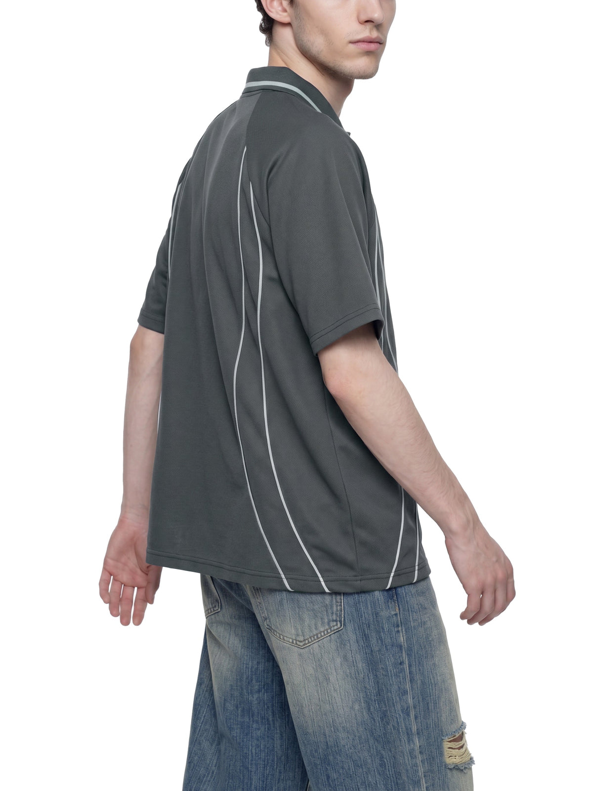 Unisex Raglan Piping Polo Shirt