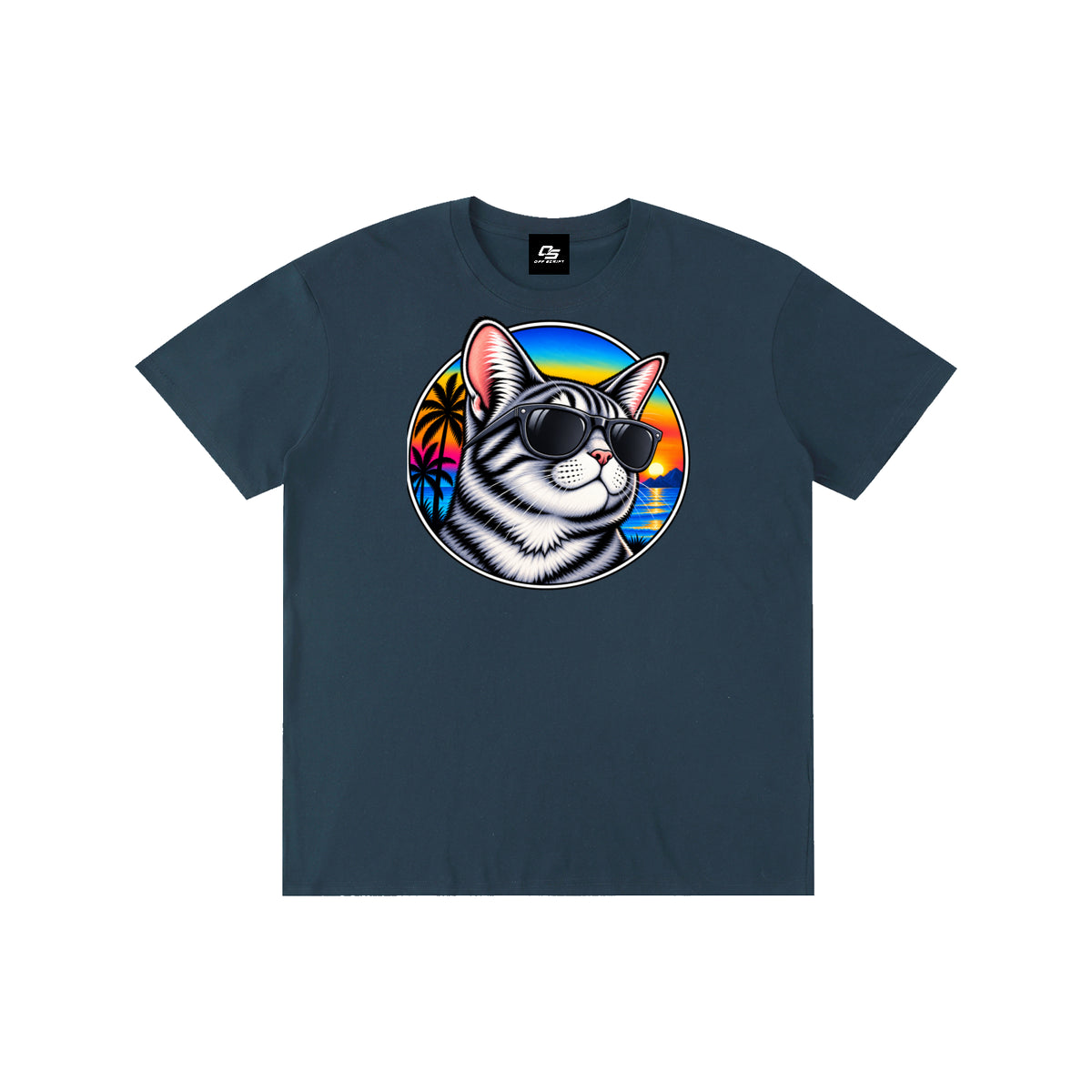 Cool Cat Sunset Pure Cotton Unisex T-Shirt
