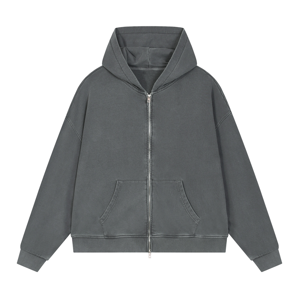 Off Script Gothic Skull Vintage Wash Full Zip Boxy Hoodie