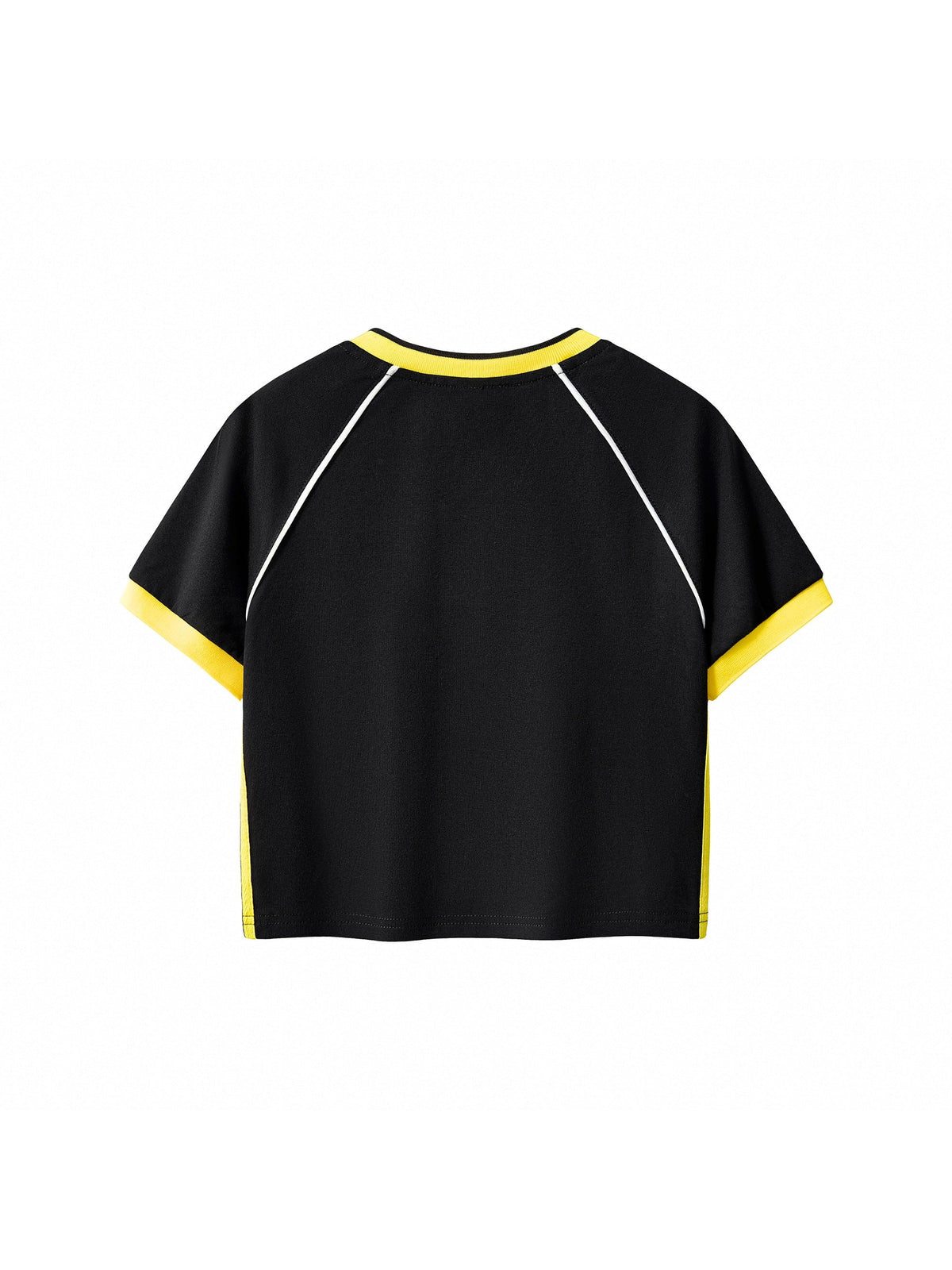 Contrast Trim V-Neck Crop T-Shirt