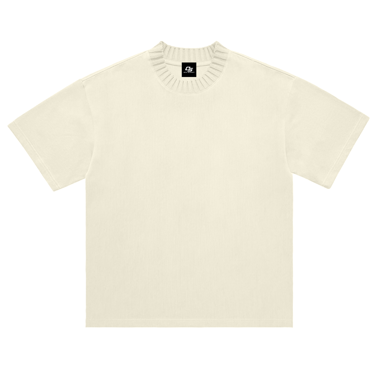Unisex heavyweight knitted crewneck T-shirt in Apricot – front product view