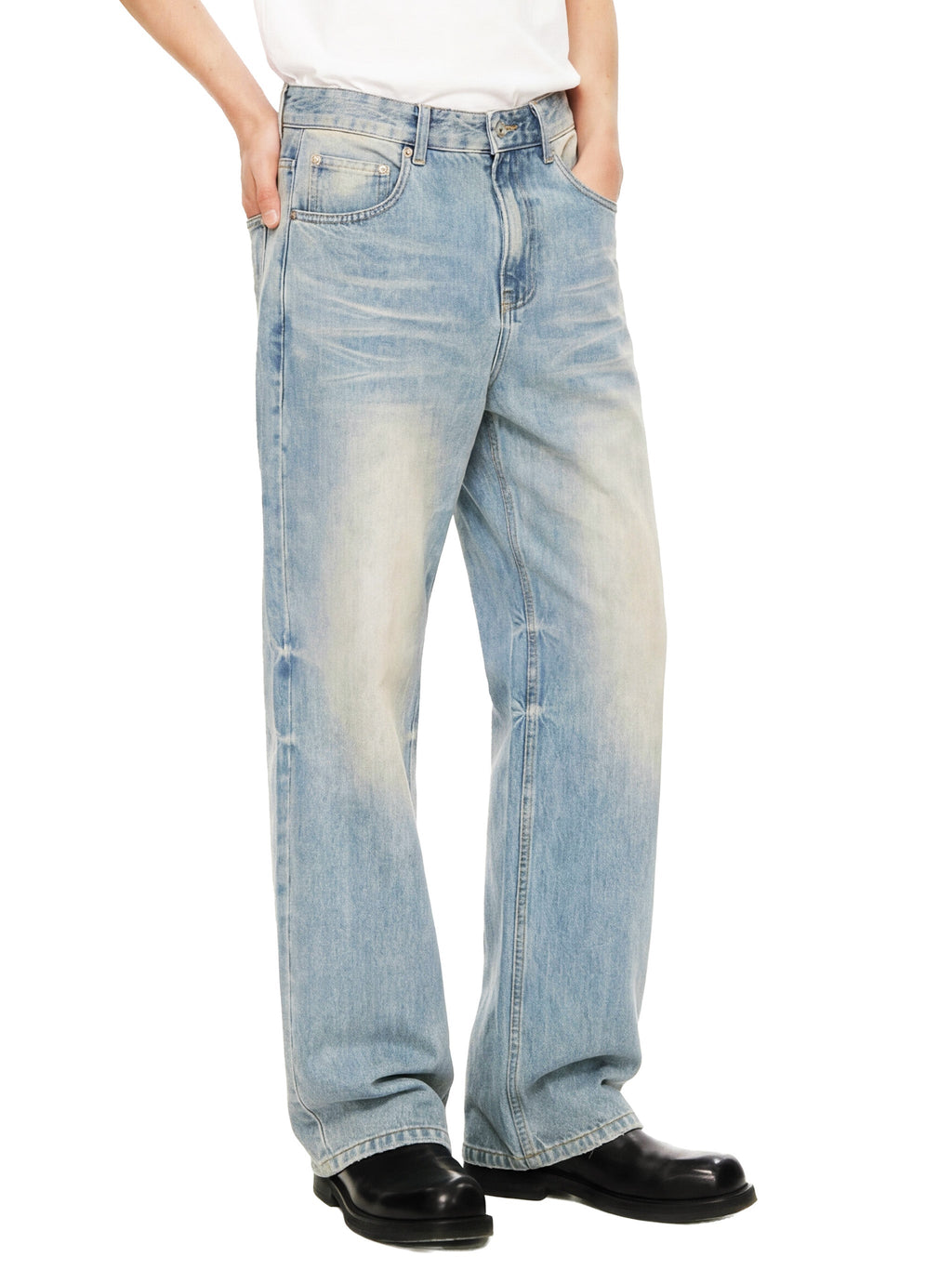 Sun Fade Raw-Hem Denim Jeans