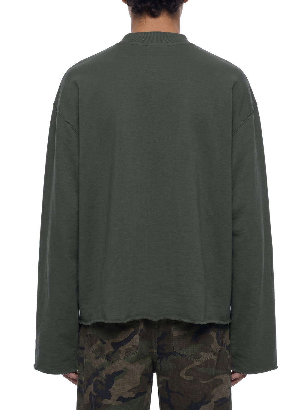 Unisex Mock-Neck Raw-Edge Boxy Sweatshirt