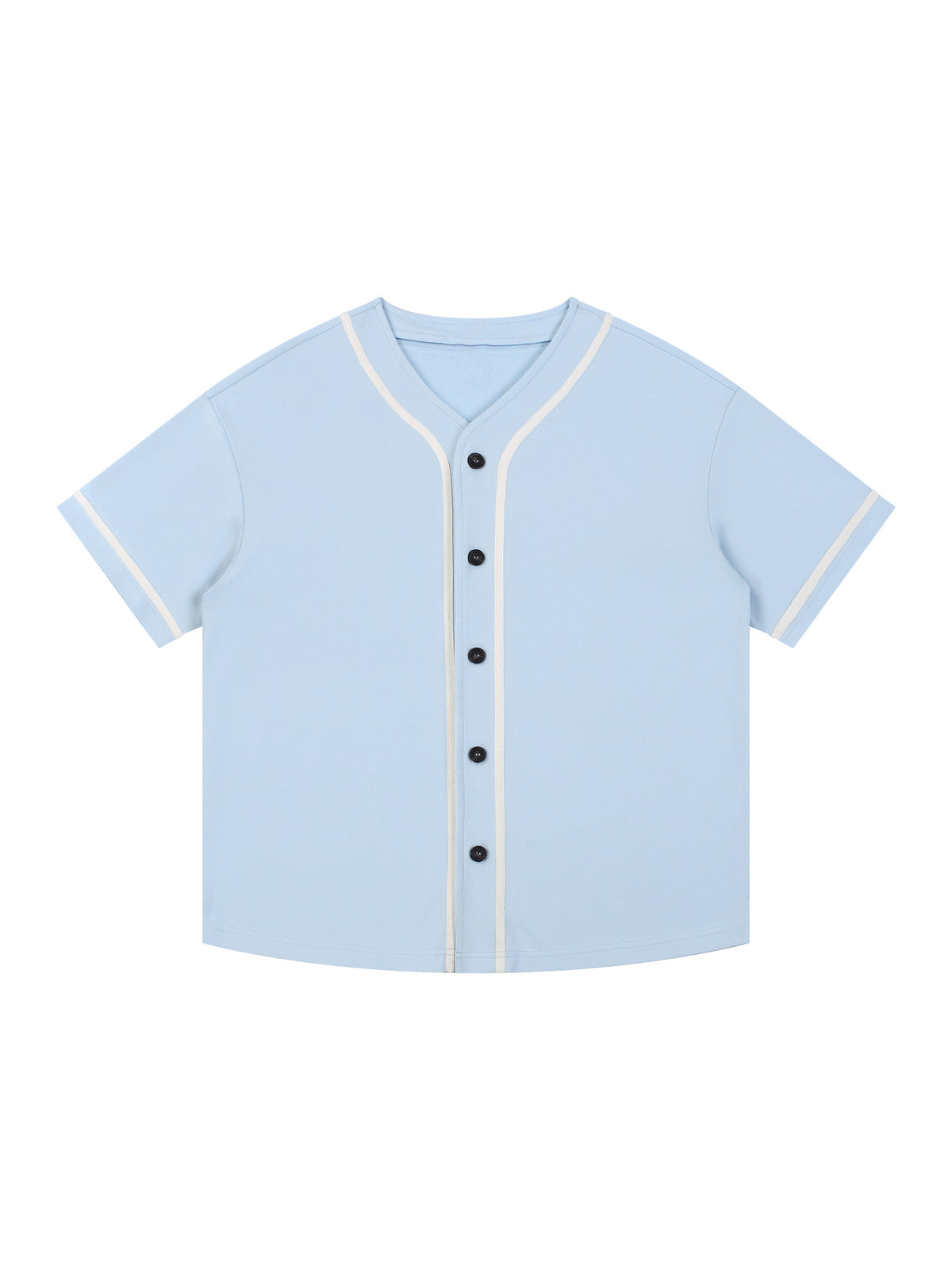 Blue Unisex Contrast Piped Button-Up Jersey front view