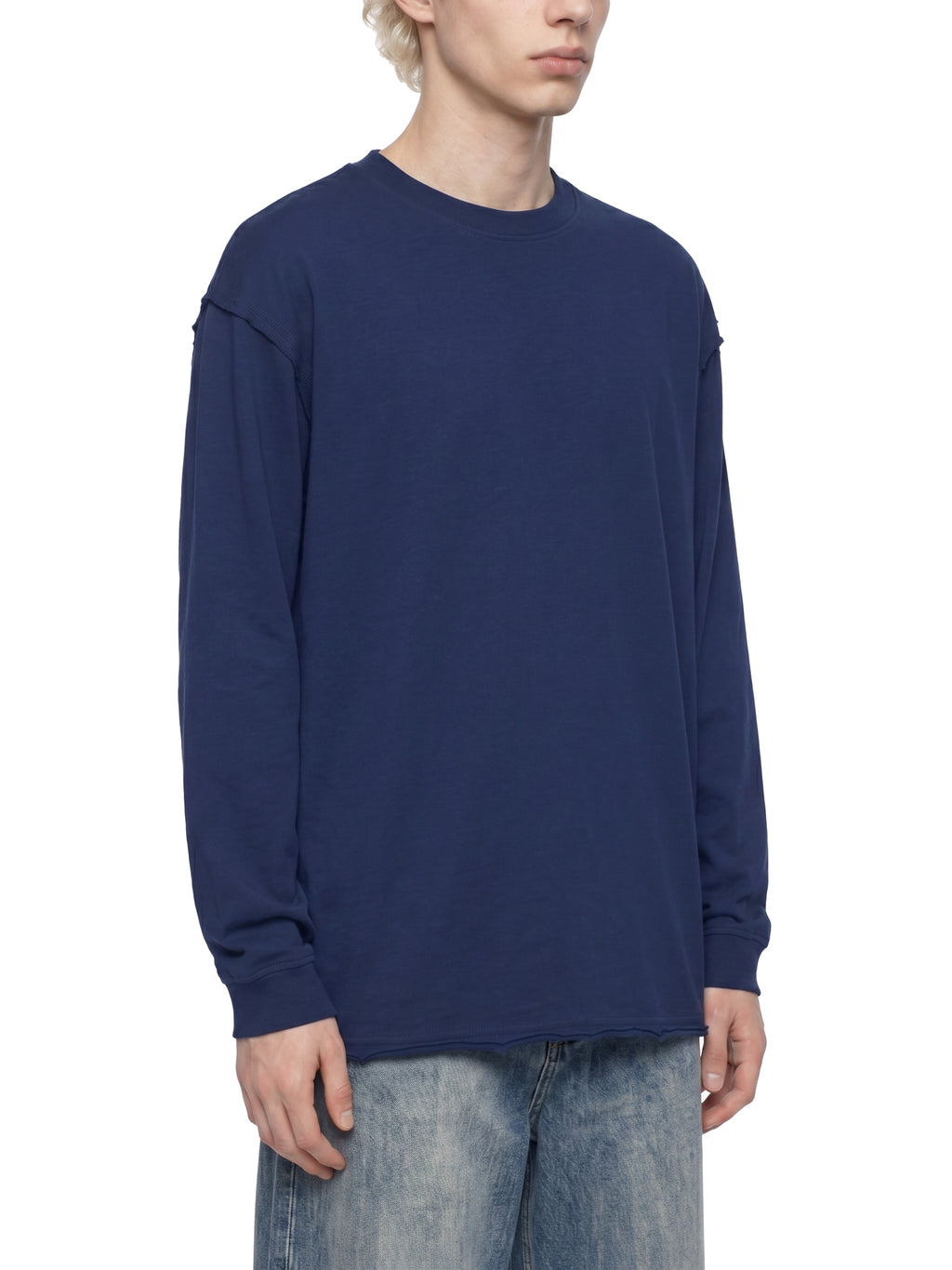 Unisex Raw Hem Long Sleeve T-Shirt